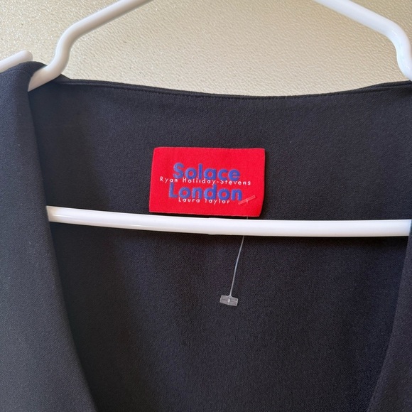 SOLACE LONDON Naya Satin Side Asymmetric Ruffle Maxi Dress Black Sz XS - Picture 3 of 11